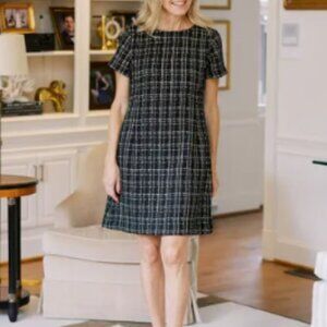 ON 34th Black Gold Plaid Tweed Dress Size 10 | Thick Fabric w/ Pockets